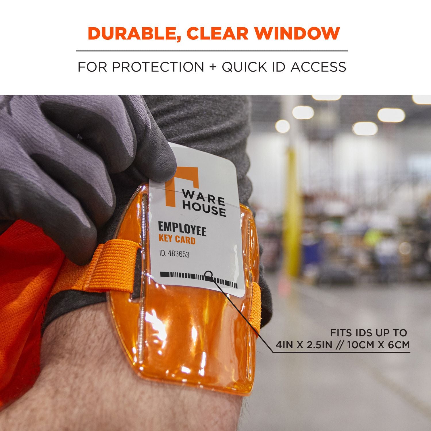 Squids 3386 Arm Band ID/Badge Holder, Vertical, Orange 3.75 x 4.25 Holder, 2.5 x 4 Insert, 10/PK, Ships in 1-3 Business Days