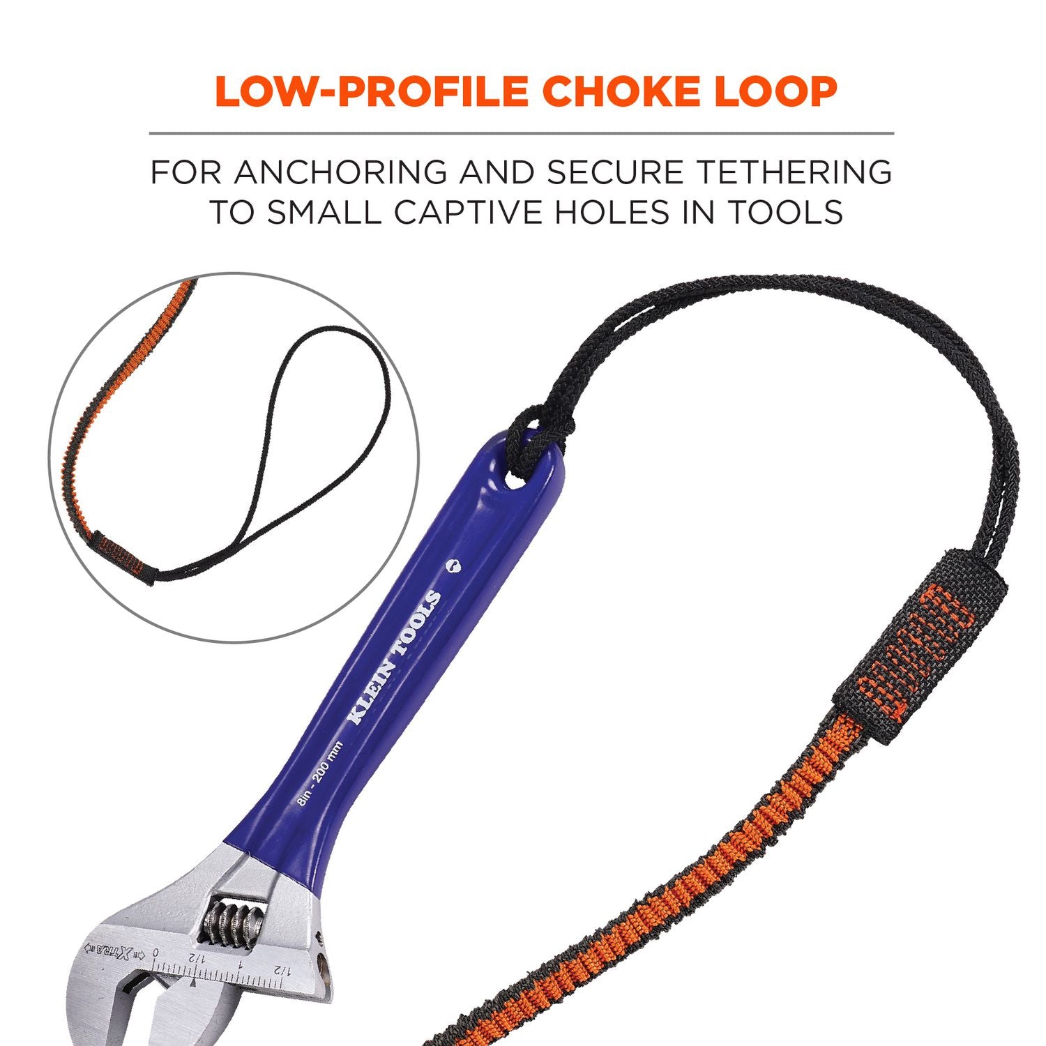 Squids 3104F(x) Tool Lanyard with Carabiner/Choke Loop, 10 lb Max Cap, 38" to 48" Long, Gray/Orange, Ships in 1-3 Bus Days