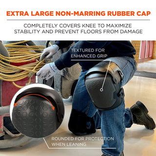 Proflex 360 Hard Shell Hinged Knee Pads w/Non-Marring Cap, Buckle, One Size Fits Most, Black, Pair, Ships in 1-3 Bus Days