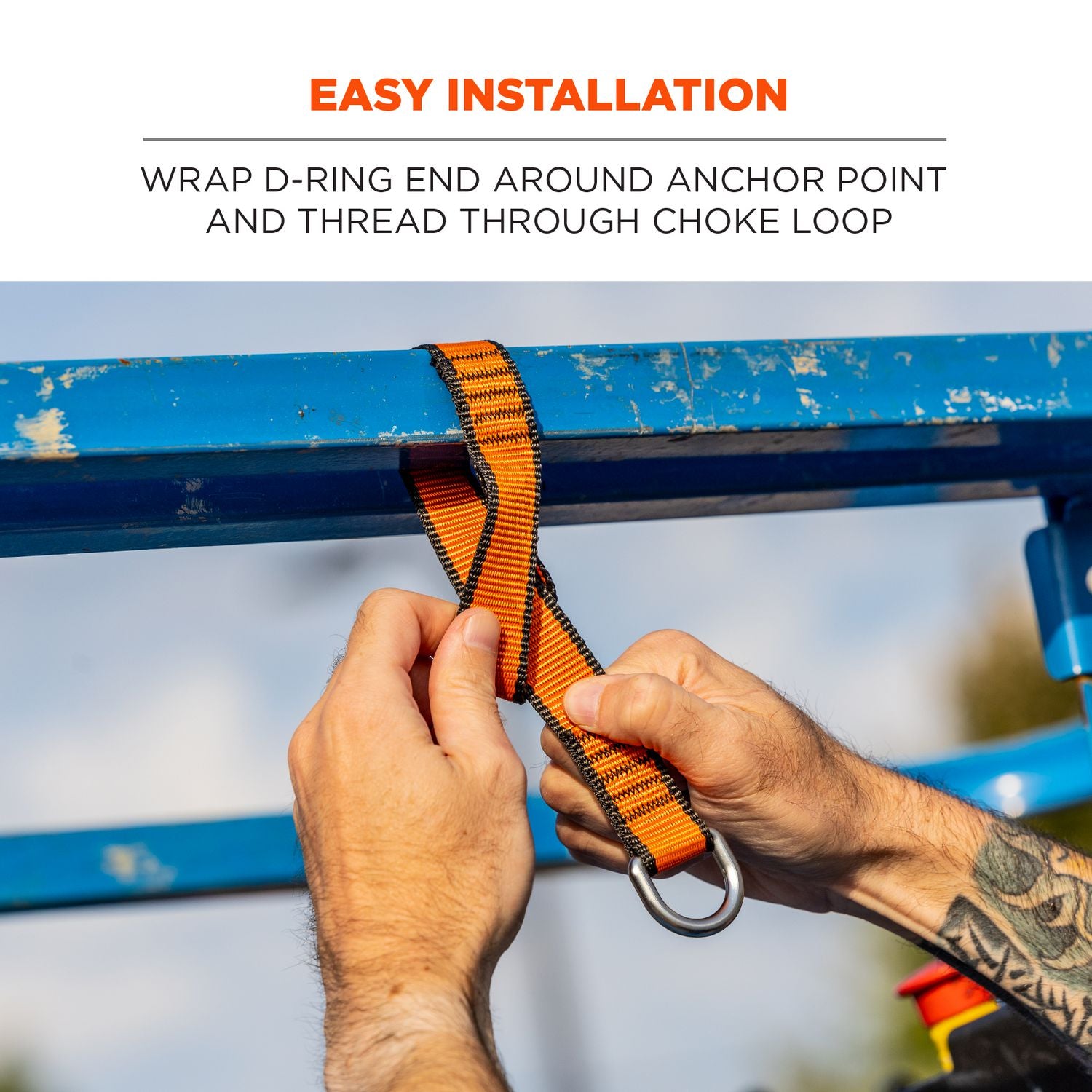 Squids 3174 Anchor Choke Strap for Tool Tethering, 25 lb Max Safe Working Capacity, 15" Long, Orange, Ships in 1-3 Bus Days