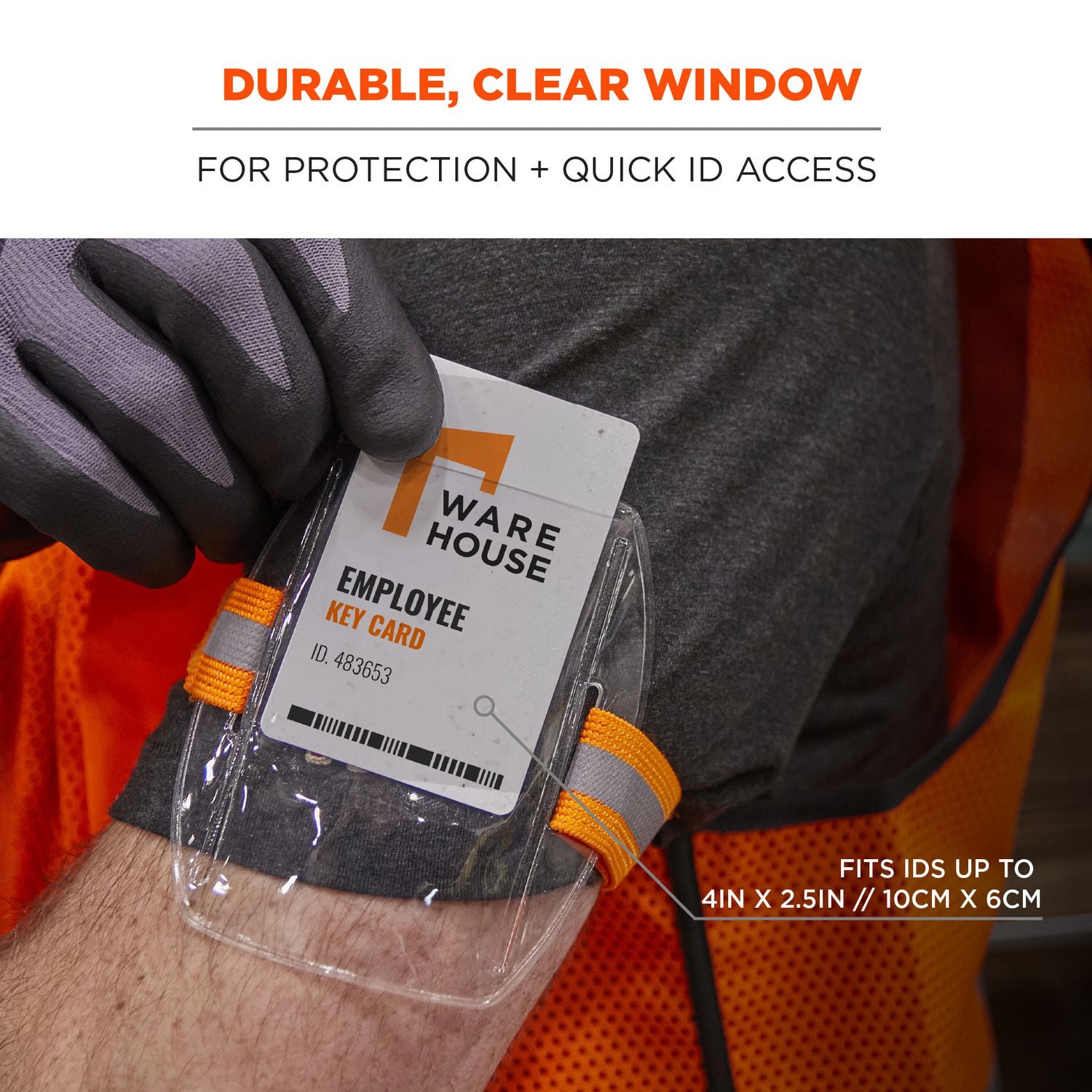 Squids 3386 Arm Band ID/Badge Holder, Vertical, Hi-Vis Orange 3.75 x 4.25 for 2.5 x 4 Insert, 10/Pack, Ships in 1-3 Bus Days