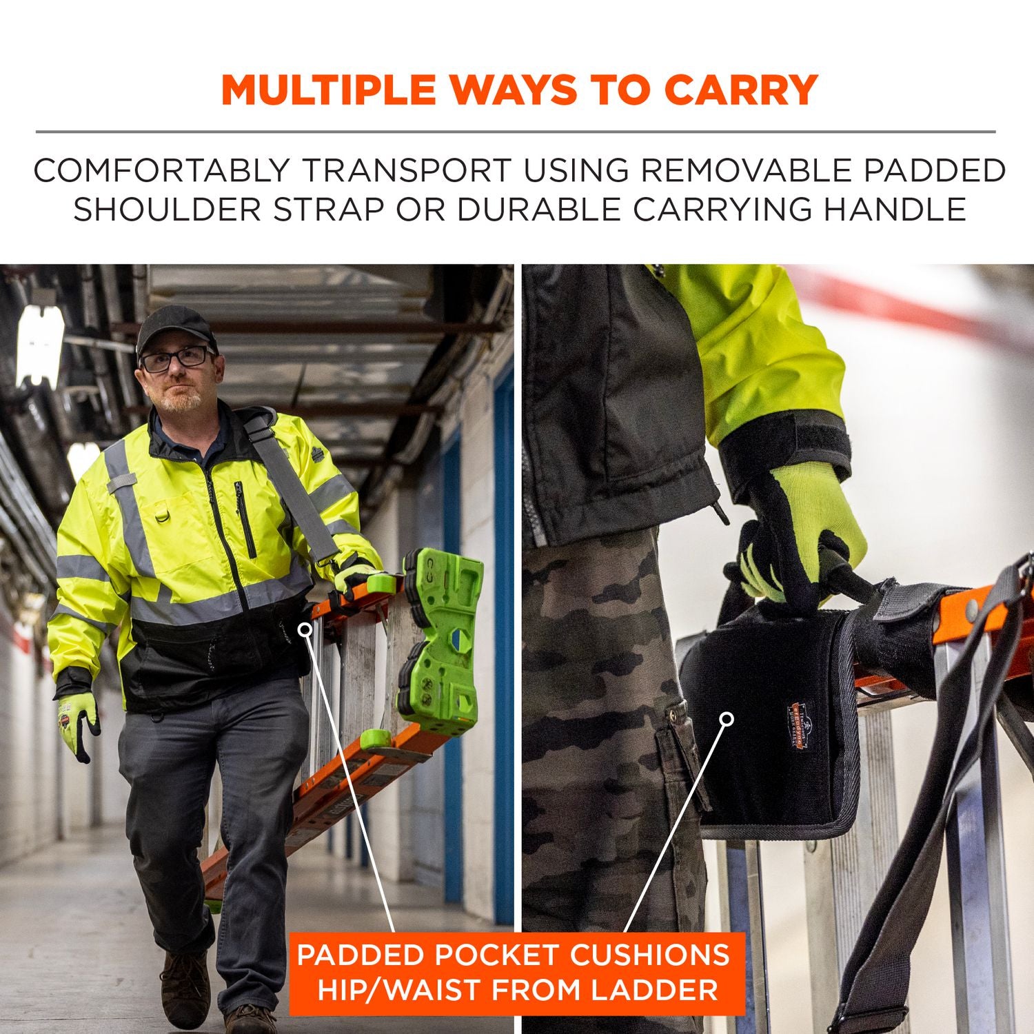 Arsenal 5300 Ladder Shoulder Lifting Strap/Carrying Handle, Supports 100 lb, 2 x 9 x 11, Black/Silver, Ships in 1-3 Bus Days