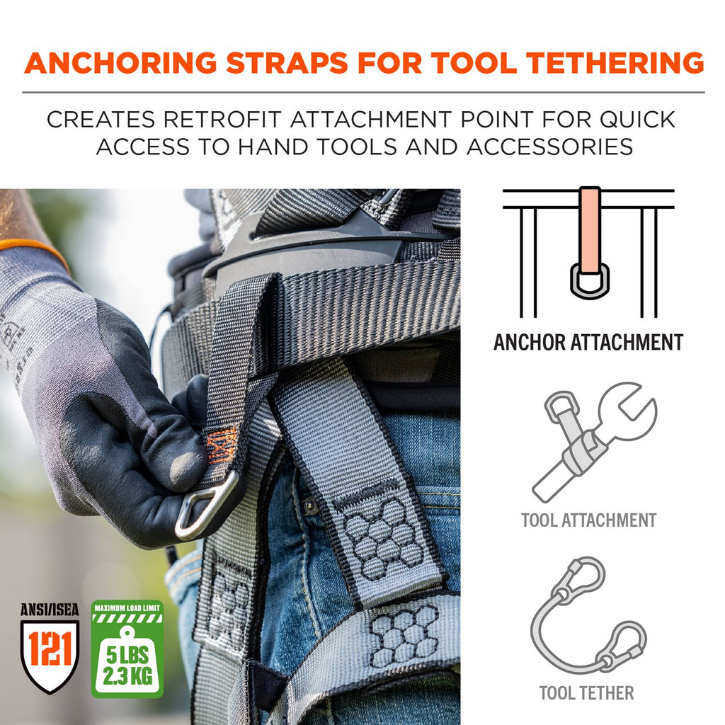 Squids 3171 Anchor Strap Belt Loop Attachment for Tool Tethering, 5 lb Max, 5" Long, Black, 2/Pack, Ships in 1-3 Bus Days