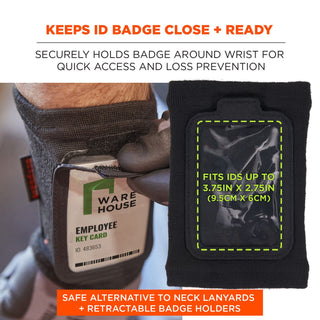 Squids 3388 Wrist ID/Badge Holder, Vertical, Black 3.5 x 5.5 Holder, 2.75 x 3.75 Insert, Ships in 1-3 Business Days