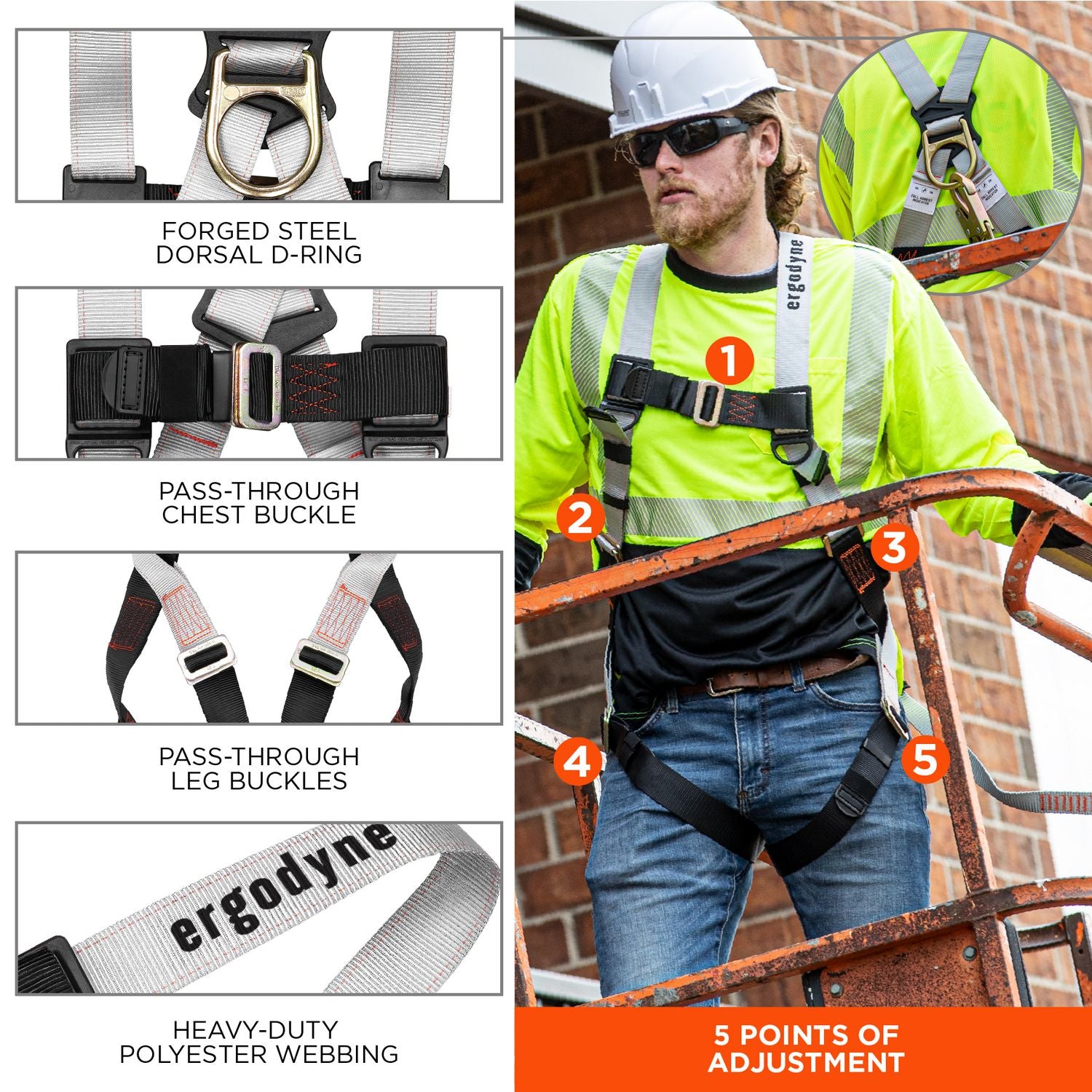 3201 Harness Plus 4 ft Travel Restraint Lanyard 3197/3198, Ships in 1-3 Business Days