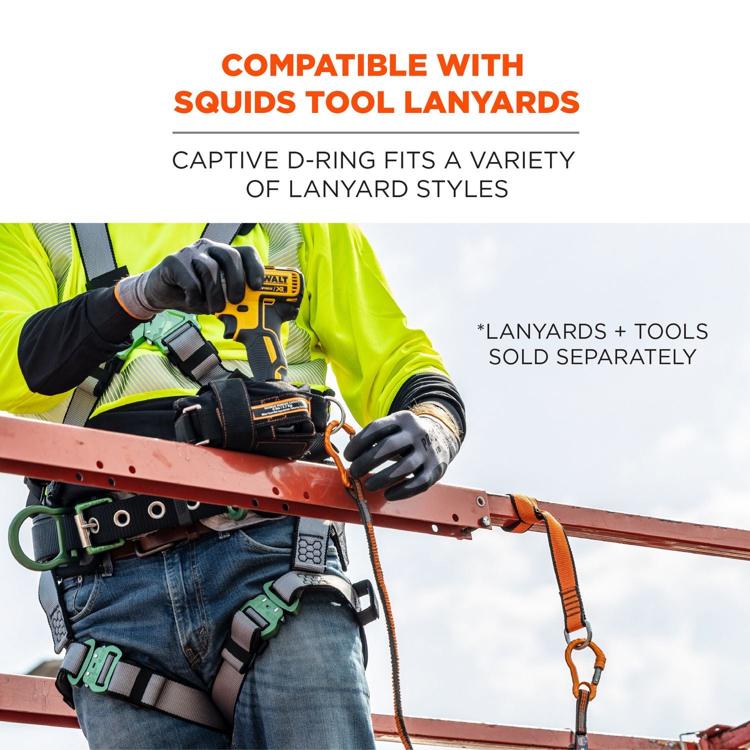 Squids 3174 Anchor Choke Strap for Tool Tethering, 25 lb Max Safe Working Capacity, 15" Long, Orange, Ships in 1-3 Bus Days
