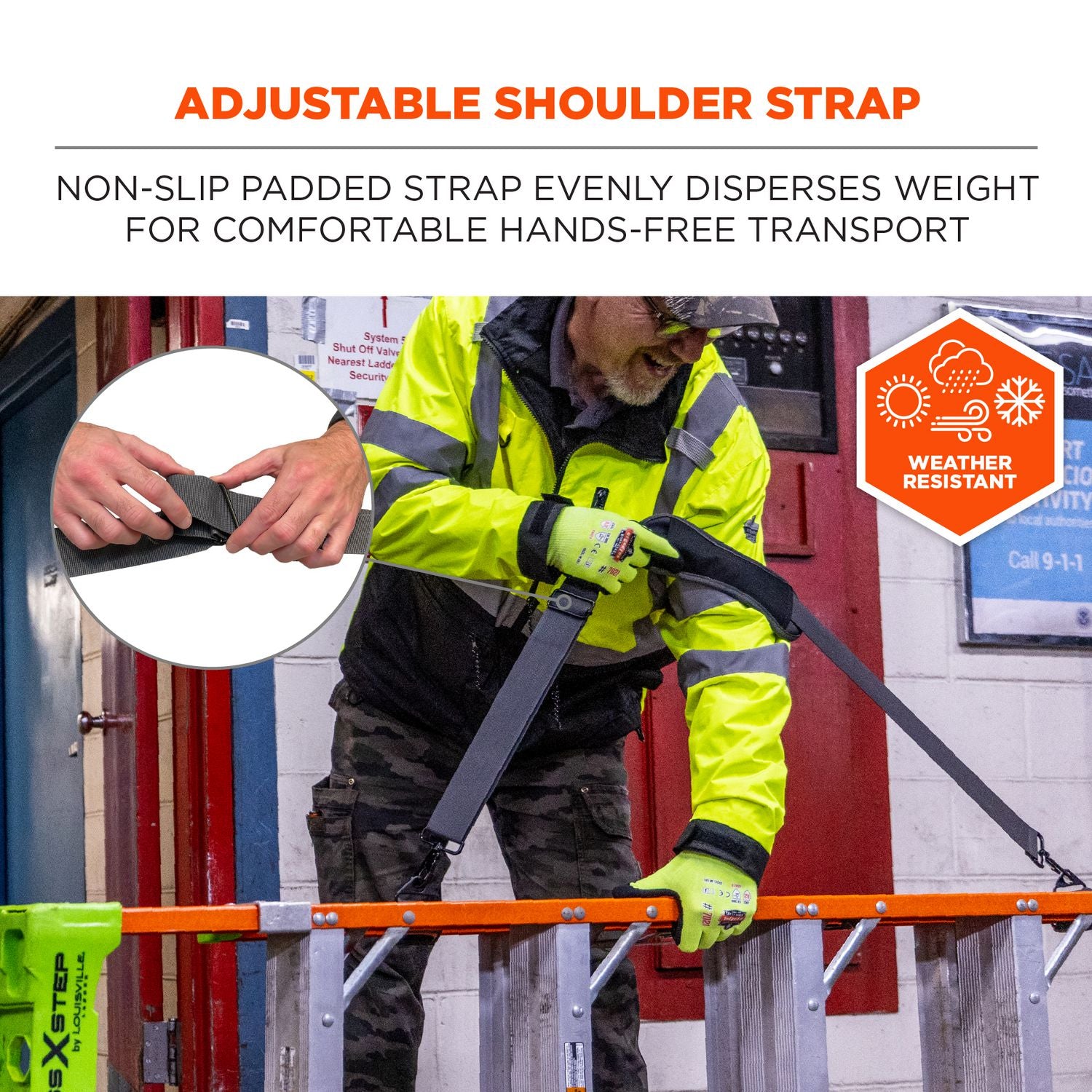 Arsenal 5302 Ladder Shoulder Lifting Strap, Supports Up to 100 lb, 2 x 4 x 10.5, Black, Ships in 1-3 Business Days