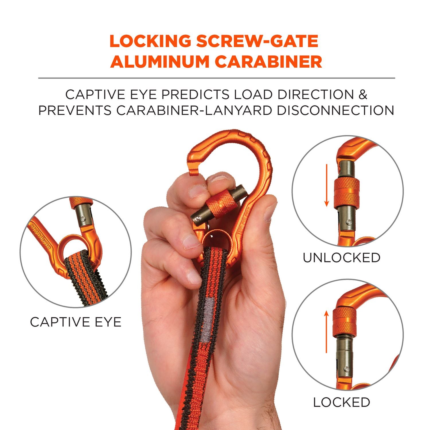 Squids 3104F(x) Tool Lanyard with Carabiner/Choke Loop, 10 lb Max Cap, 38" to 48" Long, Gray/Orange, Ships in 1-3 Bus Days
