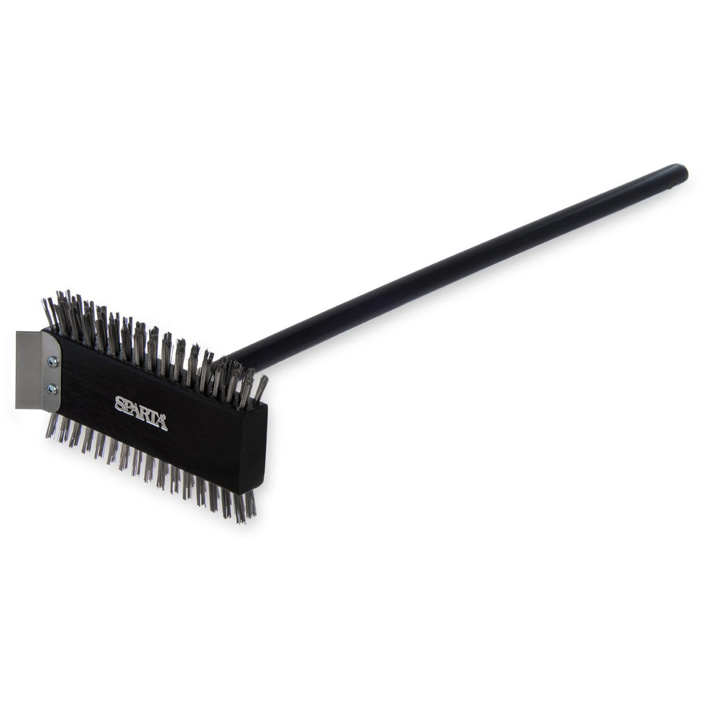 sparta-broiler-master-grill-brush-and-scraper-with-handle-metal-bristles-305-black-wood-handle_cfs4029000 - 1