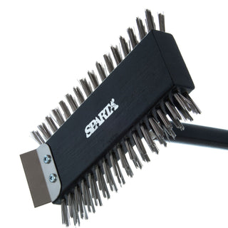 sparta-broiler-master-grill-brush-and-scraper-with-handle-metal-bristles-305-black-wood-handle_cfs4029000 - 4