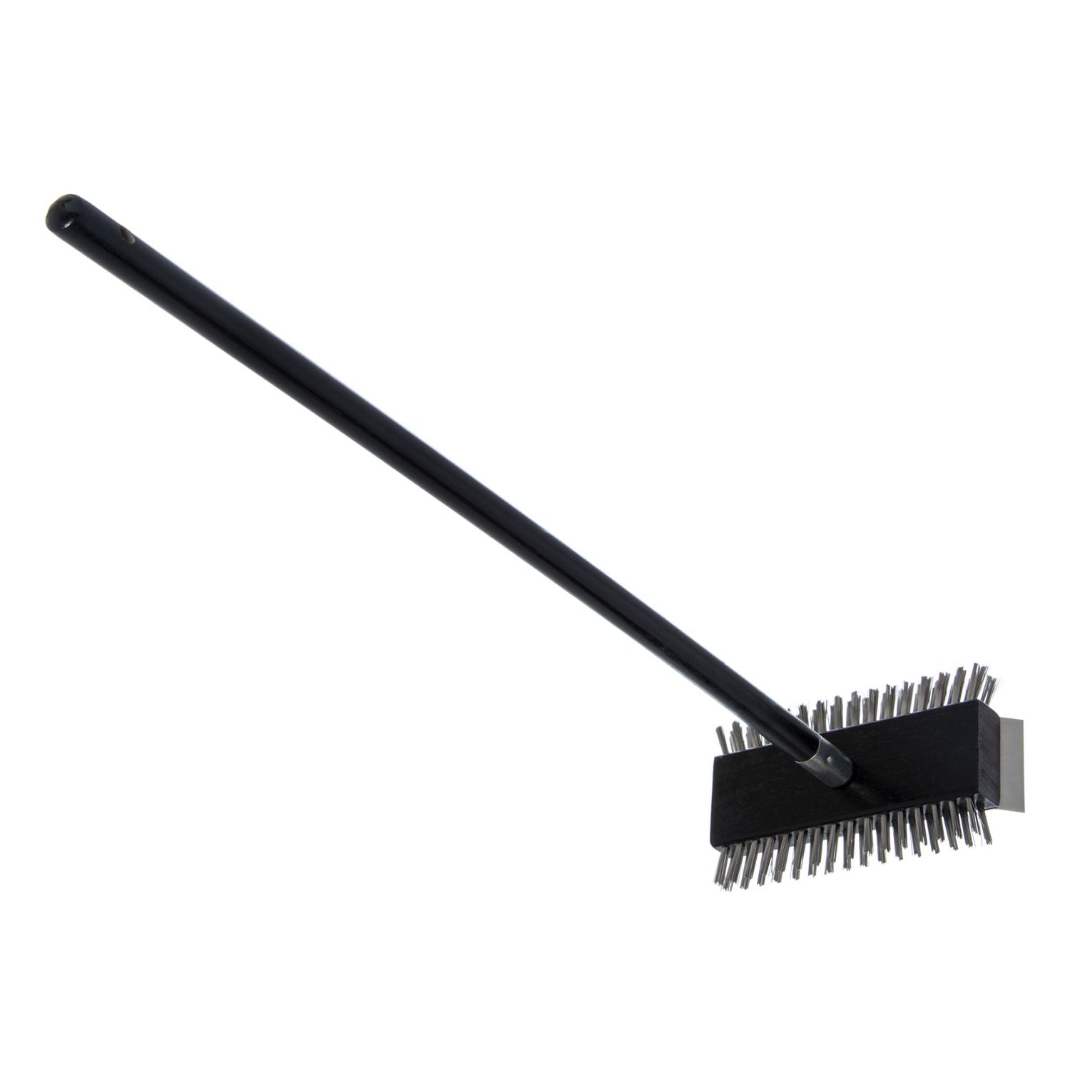 Sparta Broiler Master Grill Brush and Scraper with Handle, Metal Bristles, 48" Natural Wood Handle