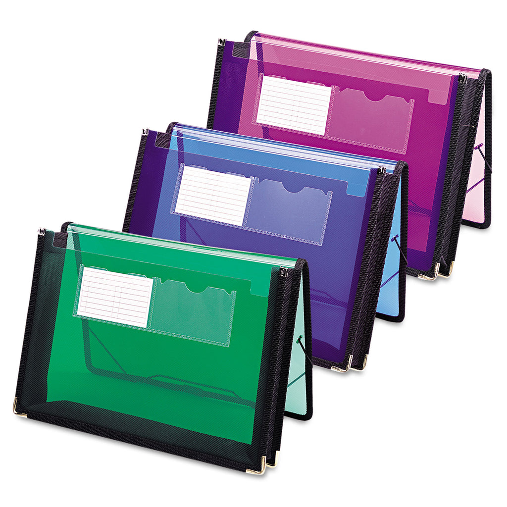 Poly Wallets, 2.25" Expansion, 1 Section, Elastic Cord Closure, Letter Size, Translucent Green - 