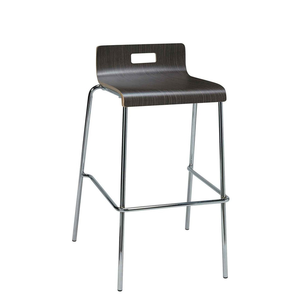 Pedestal Bistro Table with Four Espresso Jive Series Barstools, Square, 36x36x41, Designer White, Ships in 4-6 Business Days