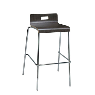 Pedestal Bistro Table with Four Espresso Jive Series Barstools, Square, 36x36x41, Designer White, Ships in 4-6 Business Days