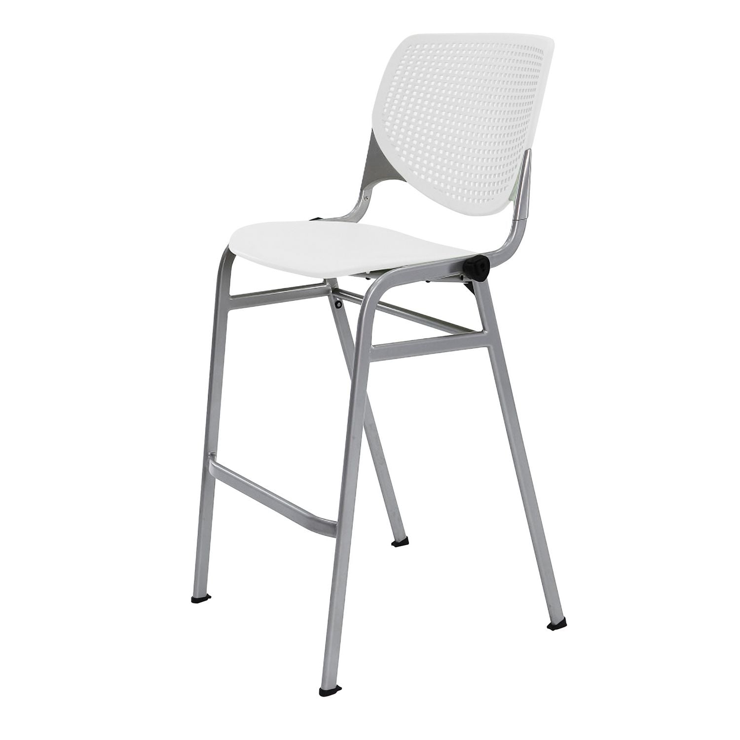 Pedestal Bistro Table with Four White Kool Series Barstools, Round, 36" Dia x 41h, Designer White, Ships in 4-6 Business Days