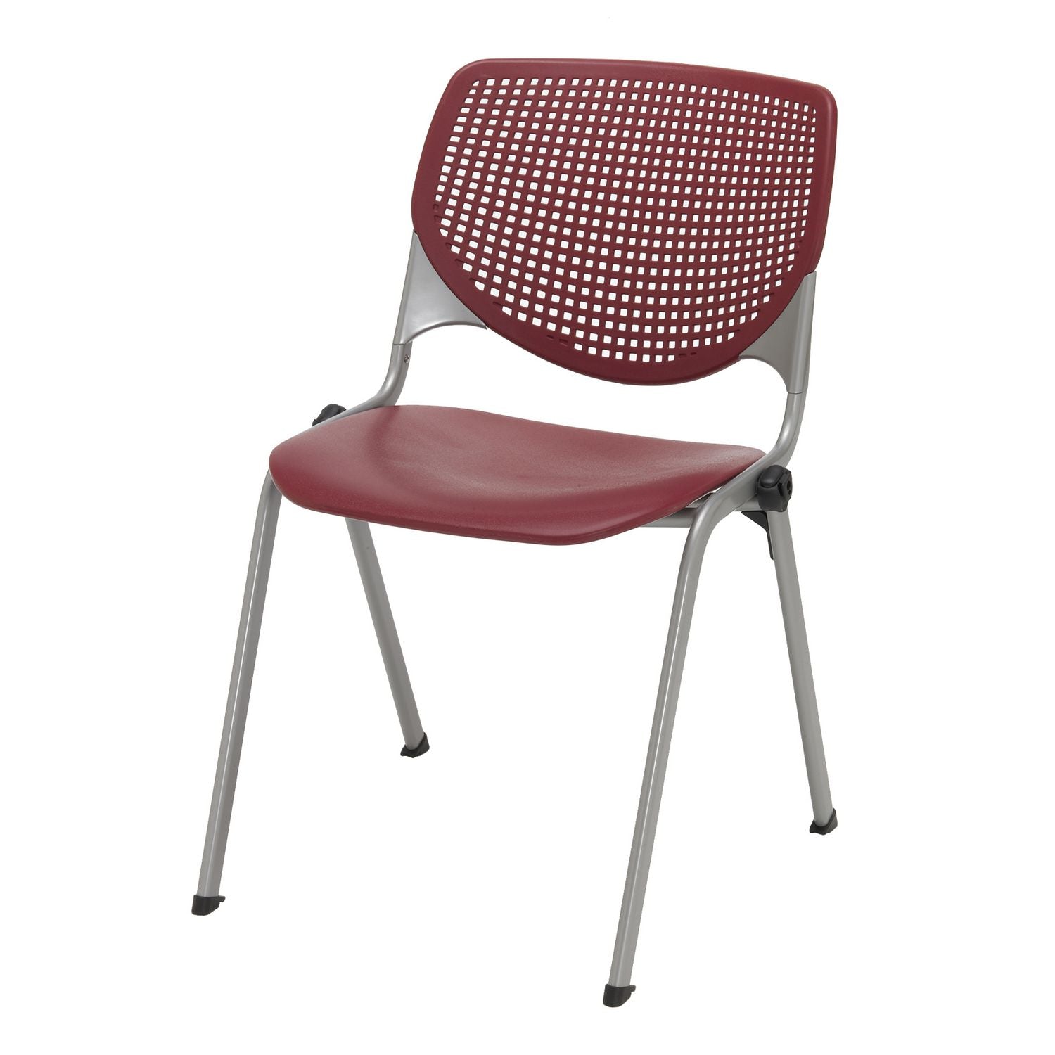 Pedestal Table with Four Burgundy Kool Series Chairs, Round, 36" Dia x 29h, Designer White, Ships in 4-6 Business Days
