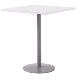Pedestal Bistro Table with 4 Natural Jive Series Barstools, Square, 36 x 36 x 41, Designer White, Ships in 4-6 Business Days