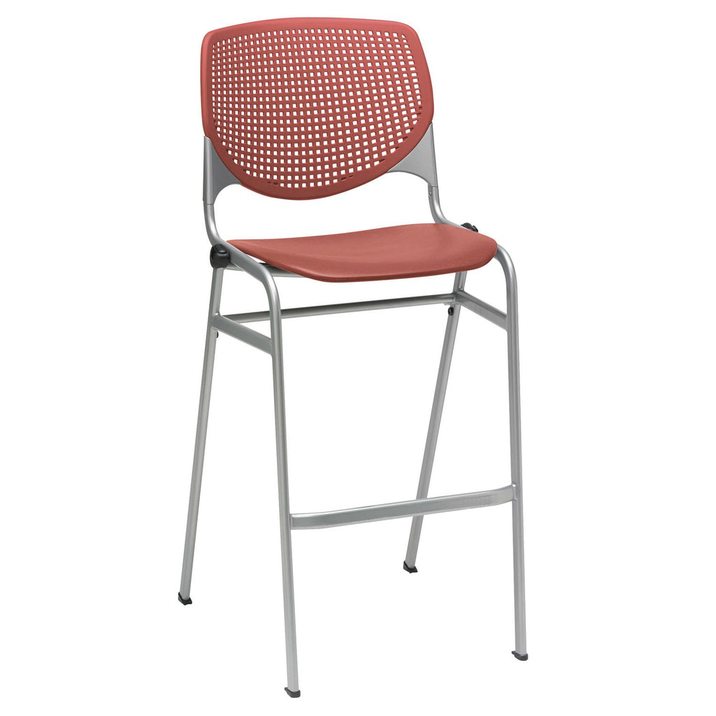 Pedestal Bistro Table with Four Coral Kool Series Barstools, Round, 36" Dia x 41h, Designer White, Ships in 4-6 Business Days