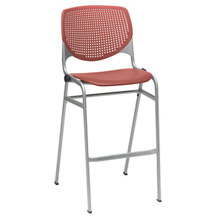 Pedestal Bistro Table with Four Coral Kool Series Barstools, Round, 36" Dia x 41h, Designer White, Ships in 4-6 Business Days