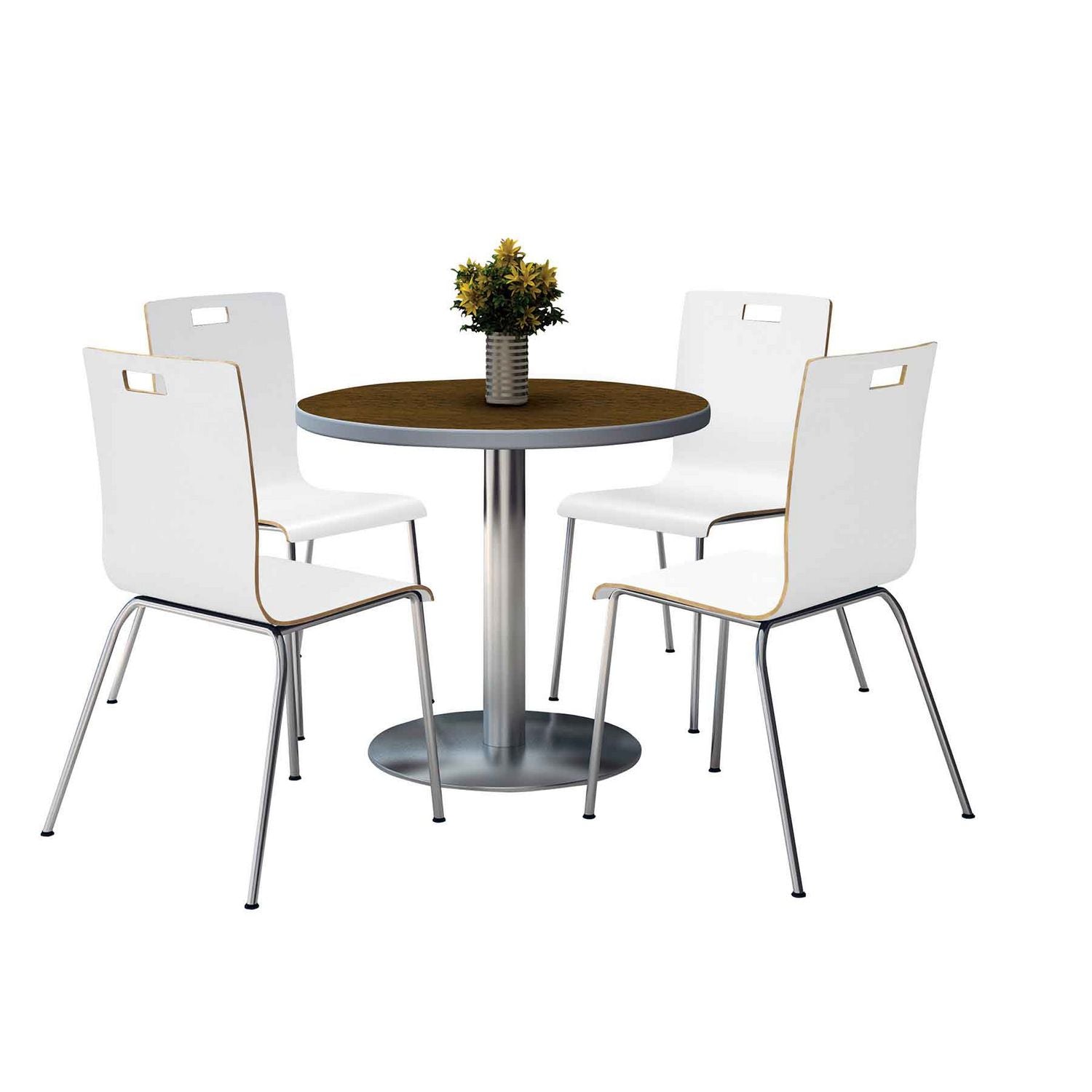 pedestal-table-with-four-white-jive-series-chairs-round-36-dia-x-29h-walnut-ships-in-4-6-business-days_kfi810389025088 - 1