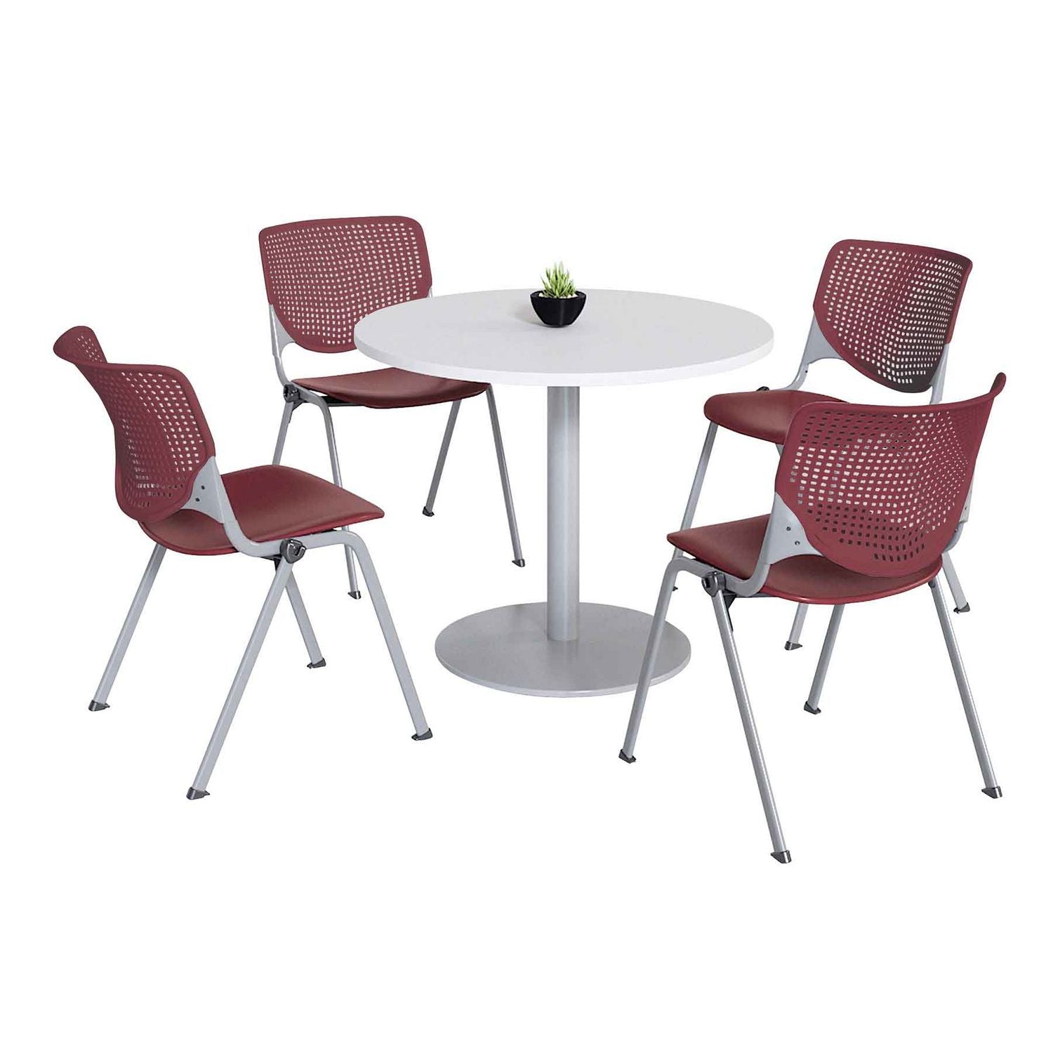 pedestal-table-with-four-burgundy-kool-series-chairs-round-36-dia-x-29h-designer-white-ships-in-4-6-business-days_kfi811774036672 - 1