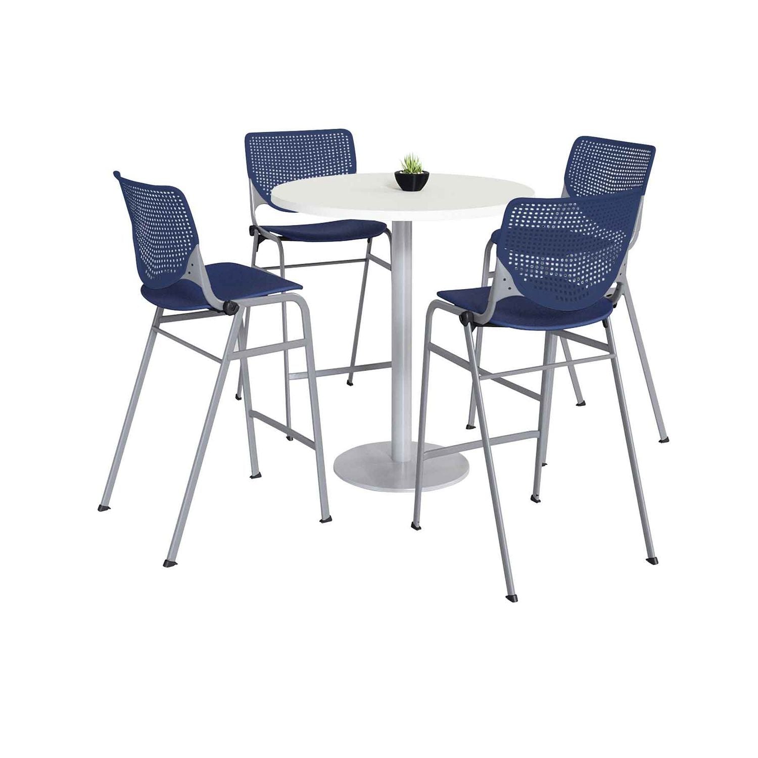 pedestal-bistro-table-with-four-navy-kool-series-barstools-round-36-dia-x-41h-designer-white-ships-in-4-6-business-days_kfi811774037051 - 1