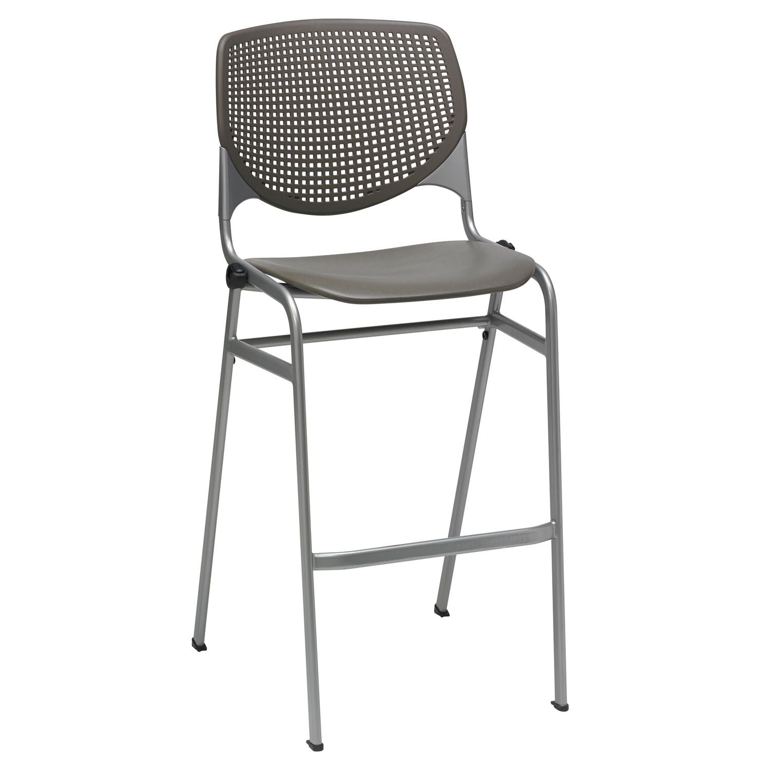 Pedestal Bistro Table with Four Brownstone Kool Series Barstools, Round, 36" Dia x 41h, Designer White, Ships in 4-6 Bus Days
