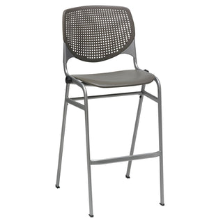 Pedestal Bistro Table with Four Brownstone Kool Series Barstools, Round, 36" Dia x 41h, Designer White, Ships in 4-6 Bus Days