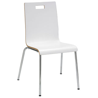 Pedestal Table with Four White Jive Series Chairs, Round, 36" Dia x 29h, Walnut, Ships in 4-6 Business Days
