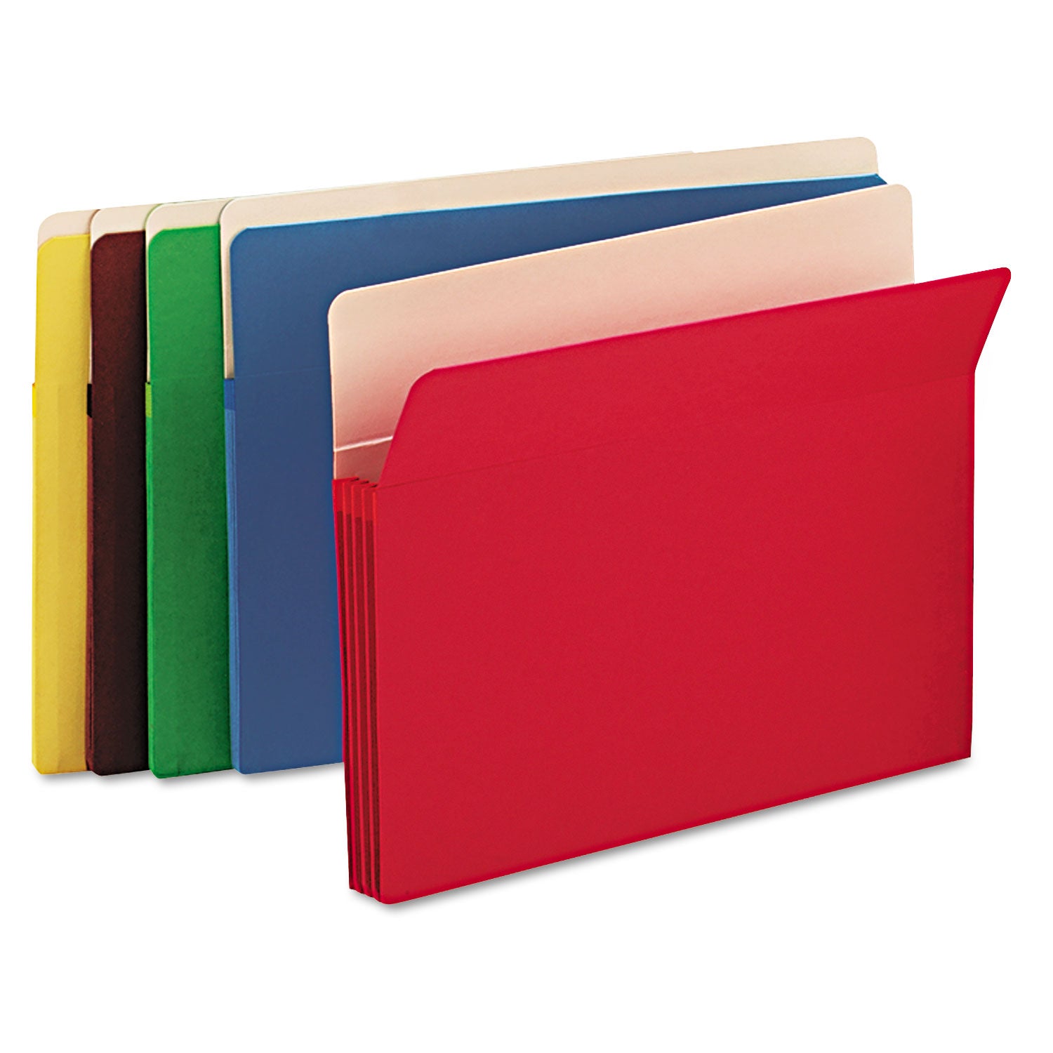 Colored File Pockets, 3.5" Expansion, Letter Size, Assorted Colors, 25/Box - 