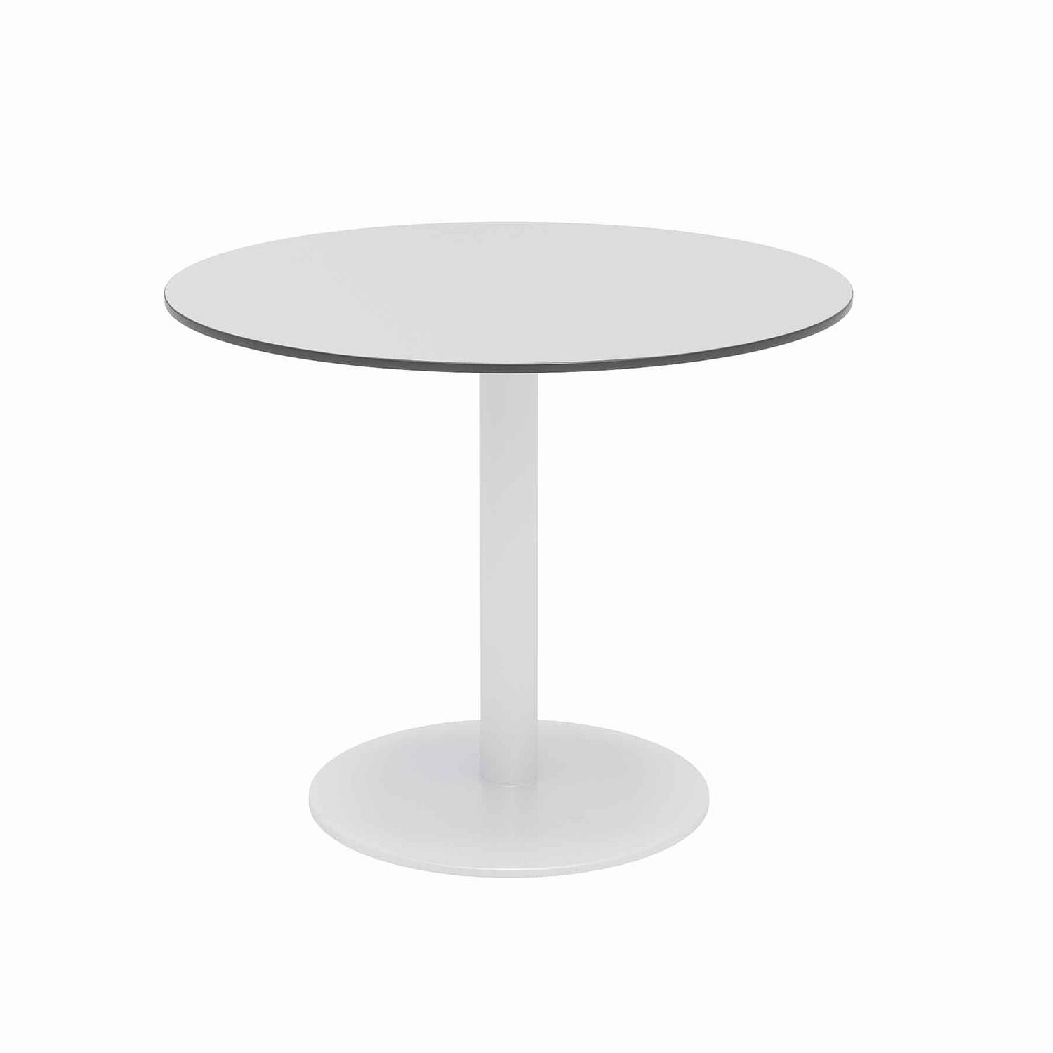 Eveleen Outdoor Patio Table w/Four Gray Powder-Coated Polymer Chairs, Round, 36" Dia x 29h,White, Ships in 4-6 Business Days