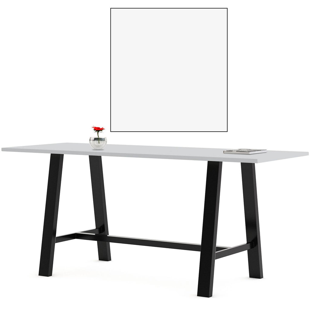 Midtown Bistro Dining Table with Four Burgundy Kool Barstools, 36 x 72 x 41, Designer White, Ships in 4-6 Business Days