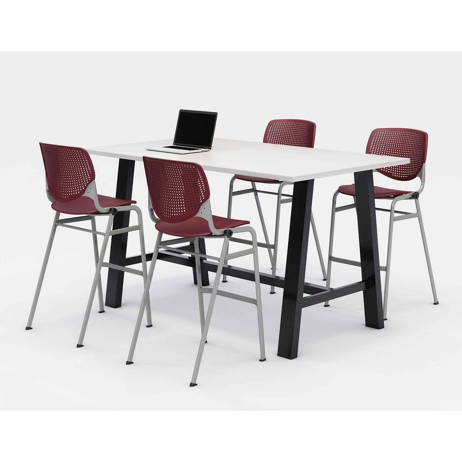 midtown-bistro-dining-table-with-four-burgundy-kool-barstools-36-x-72-x-41-designer-white-ships-in-4-6-business-days_kfi840031900555 - 1