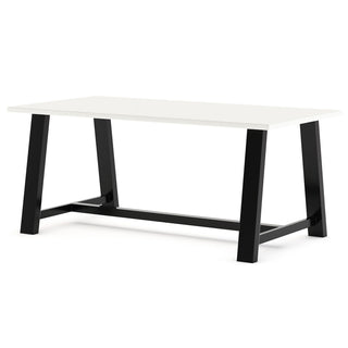Midtown Bistro Dining Table with Four Navy Kool Barstools, 36 x 72 x 41, Designer White, Ships in 4-6 Business Days