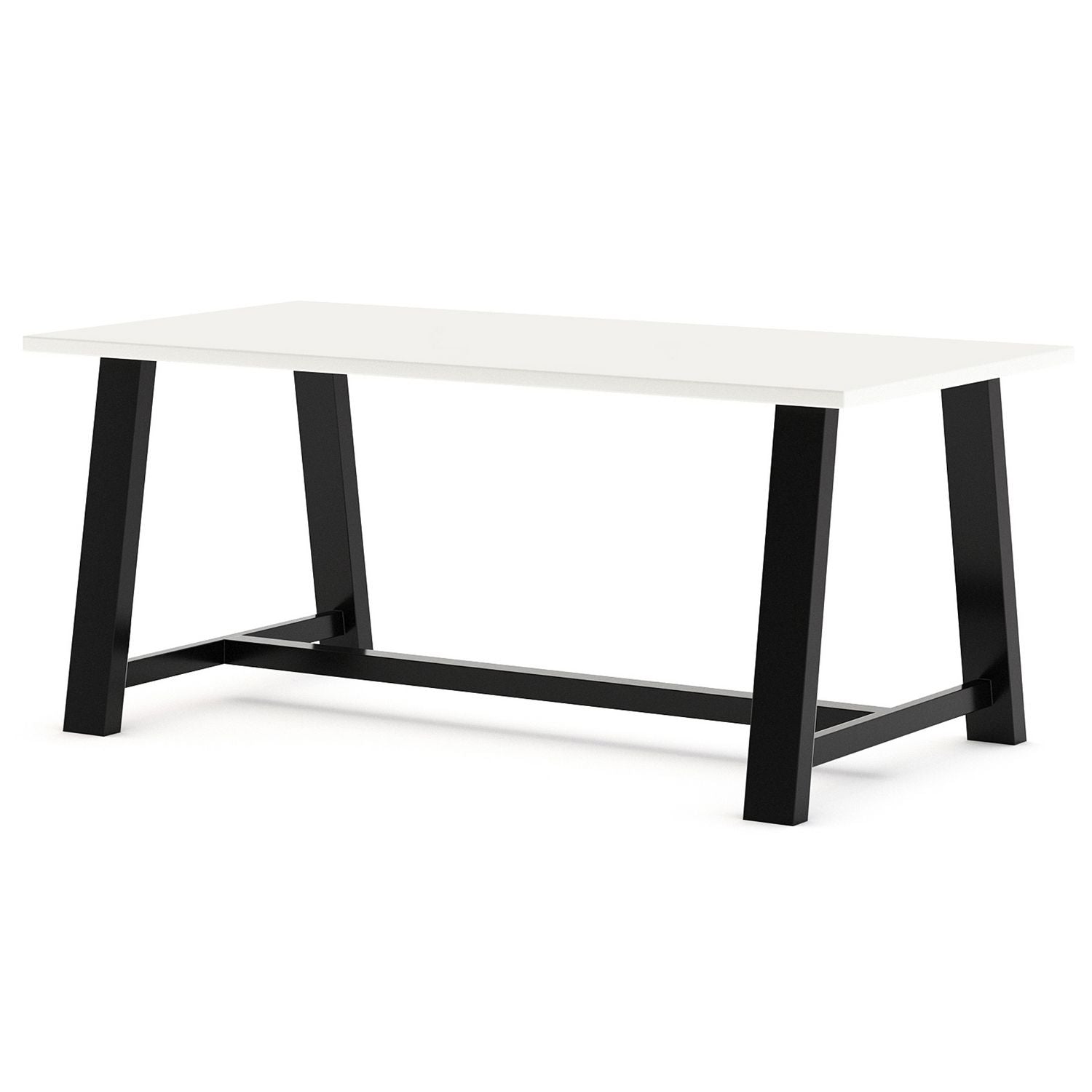 Midtown Bistro Dining Table with Four Navy Kool Barstools, 36 x 72 x 41, Designer White, Ships in 4-6 Business Days
