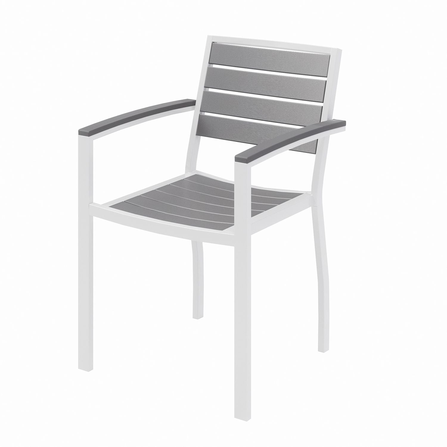 Eveleen Outdoor Patio Table with 2 Gray Powder-Coated Polymer Chairs, 30" Dia x 29h, Designer White, Ships in 4-6 Bus Days