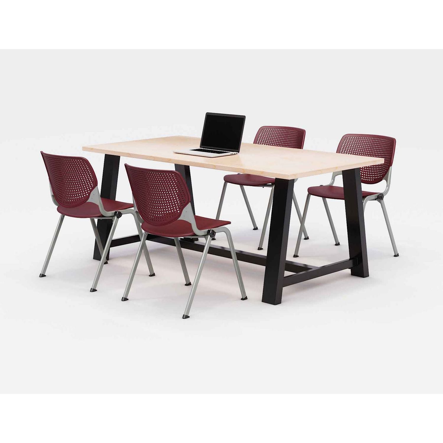 midtown-dining-table-with-four-burgundy-kool-series-chairs-36-x-72-x-30-kensington-maple-ships-in-4-6-business-days_kfi840031900449 - 1