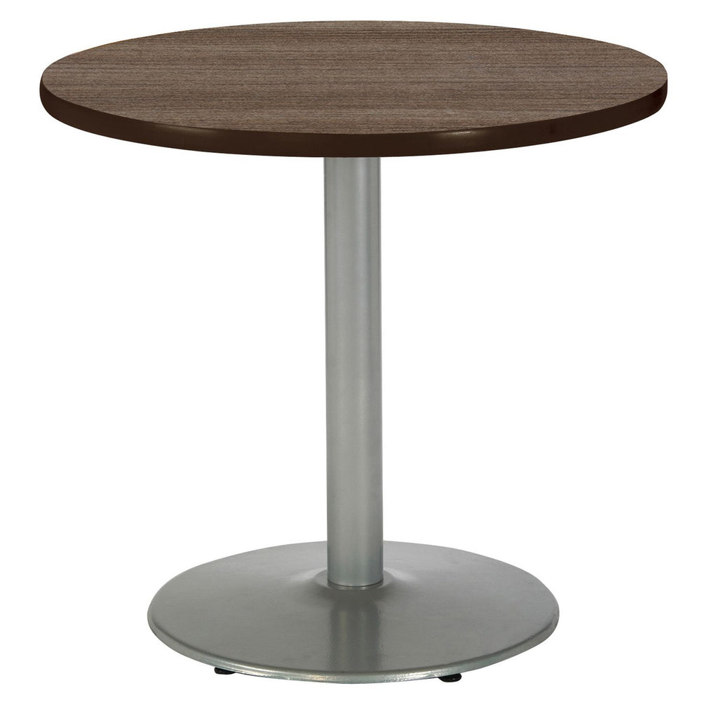 Pedestal Table with Four Sky Blue Kool Series Chairs, Round, 36" Dia x 29h, Studio Teak, Ships in 4-6 Business Days