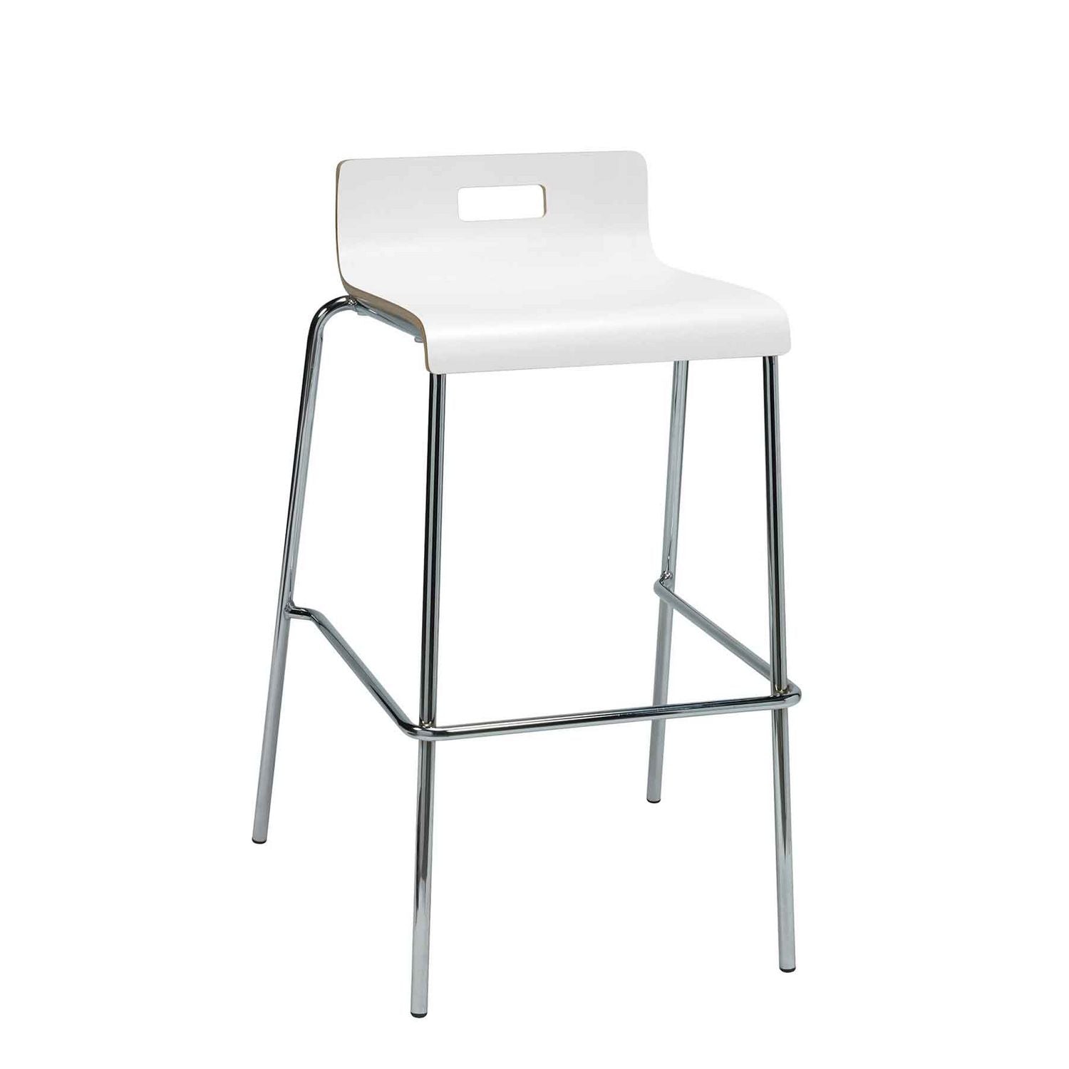 Pedestal Bistro Table with Four White Jive Series Barstools, Round, 36" Dia x 41h, Designer White, Ships in 4-6 Business Days