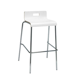 Pedestal Bistro Table with Four White Jive Series Barstools, Round, 36" Dia x 41h, Designer White, Ships in 4-6 Business Days