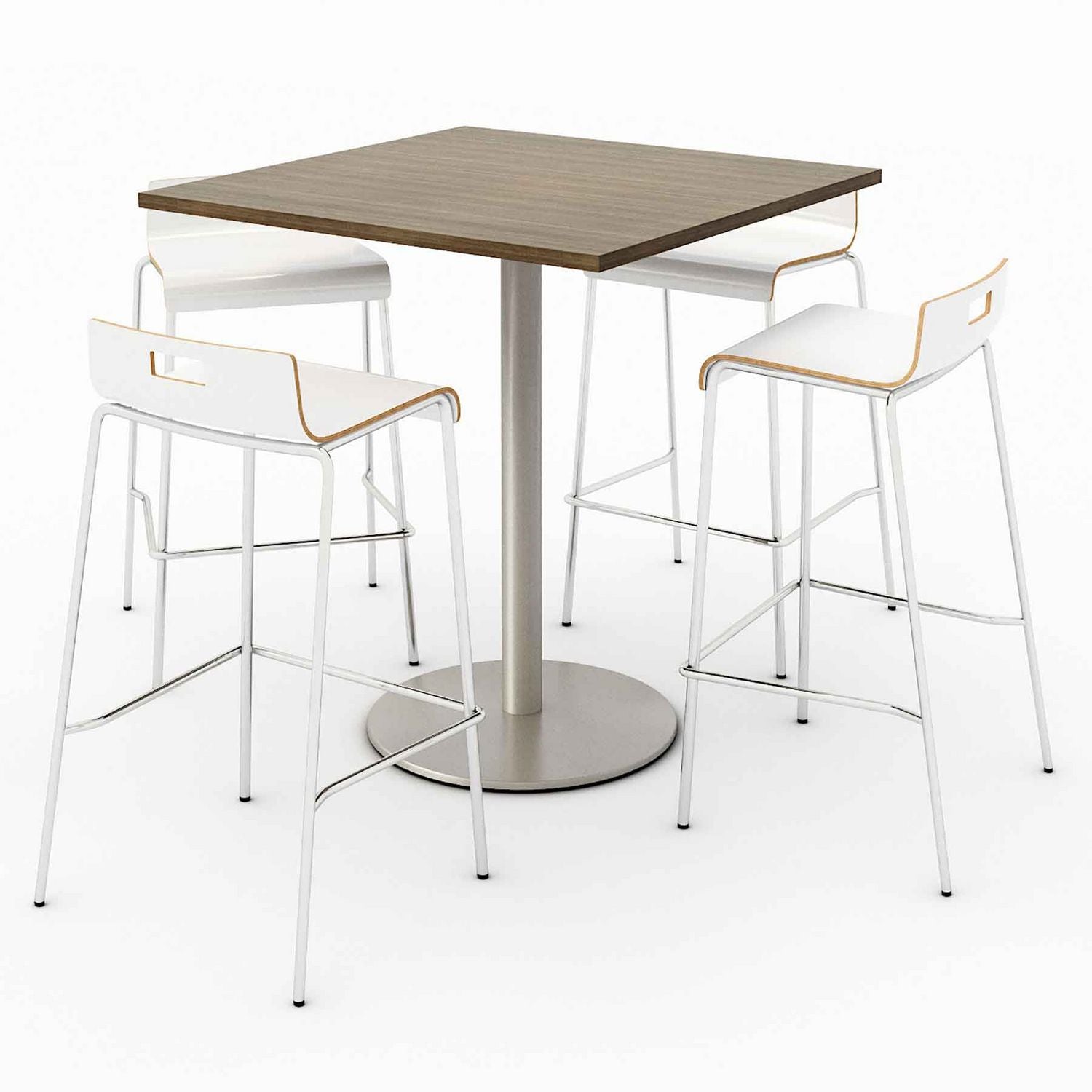 pedestal-bistro-table-with-four-white-jive-series-barstools-square-36-x-36-x-41-studio-teak-ships-in-4-6-business-days_kfi811774039932 - 1