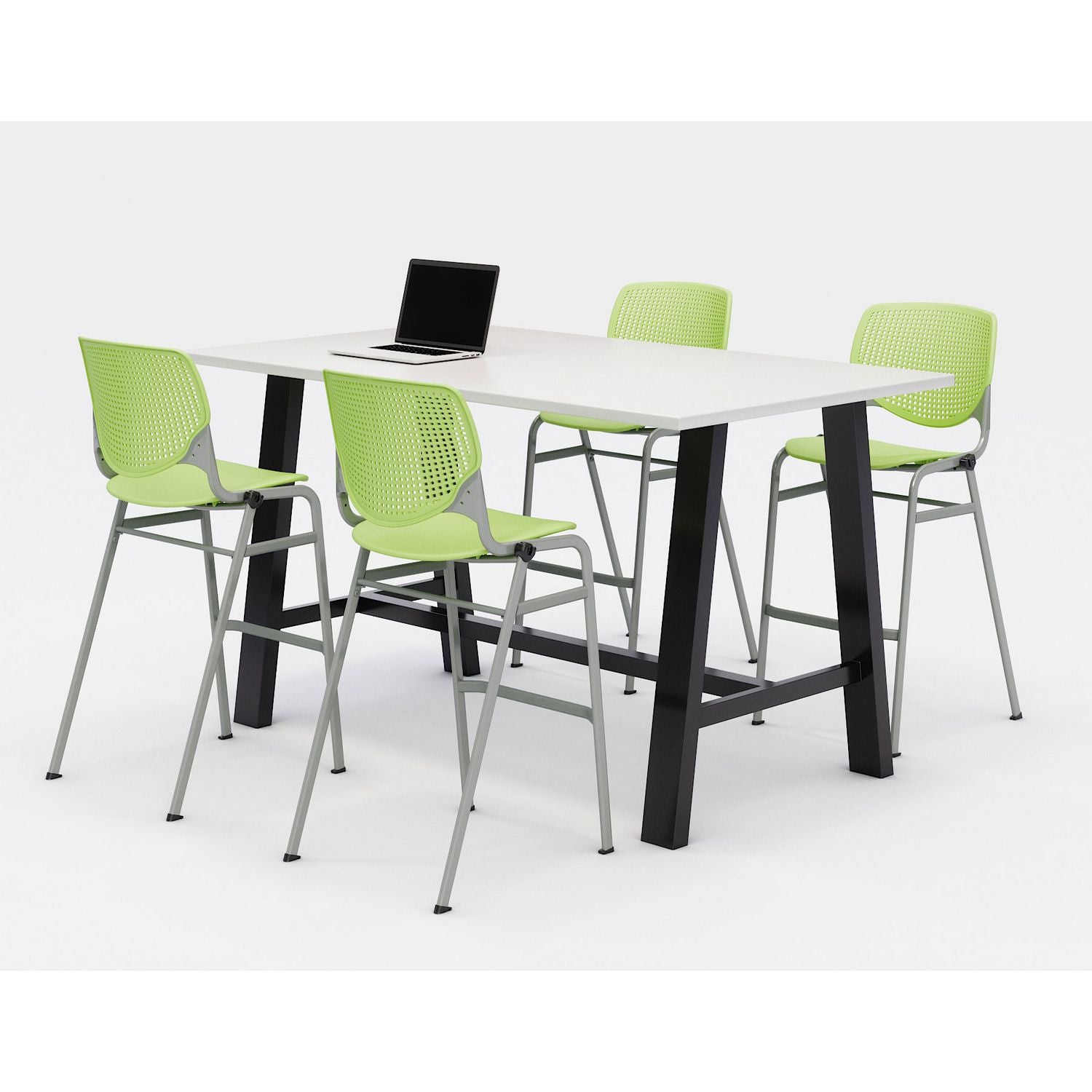 midtown-bistro-dining-table-with-four-lime-green-kool-barstools-36-x-72-x-41-designer-white-ships-in-4-6-business-days_kfi840031900609 - 1