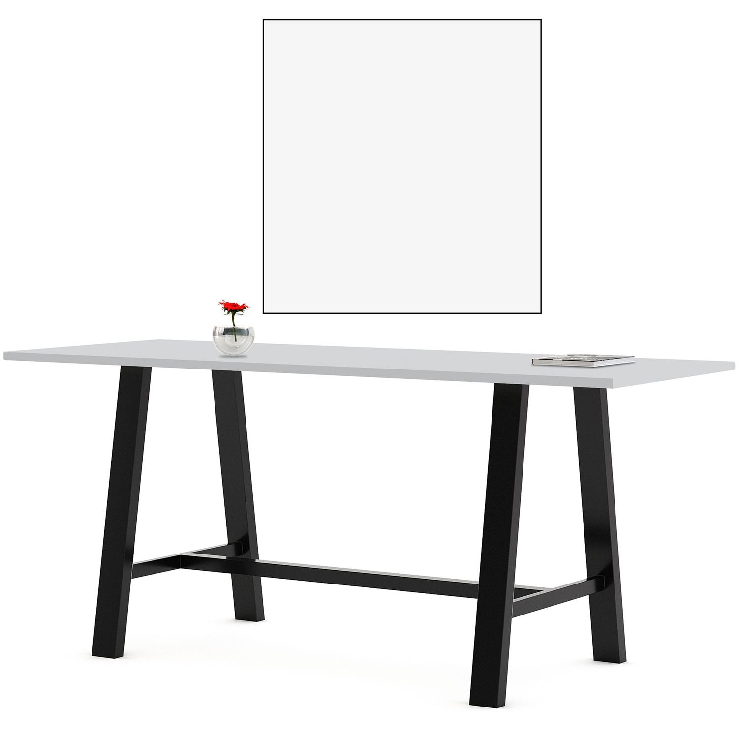 Midtown Bistro Dining Table with Four Sky Blue Kool Barstools, 36 x 72 x 41, Designer White, Ships in 4-6 Business Days