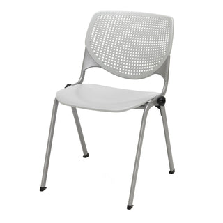 Pedestal Table with Four Light Gray Kool Series Chairs, Round, 36" Dia x 29h, Designer White, Ships in 4-6 Business Days