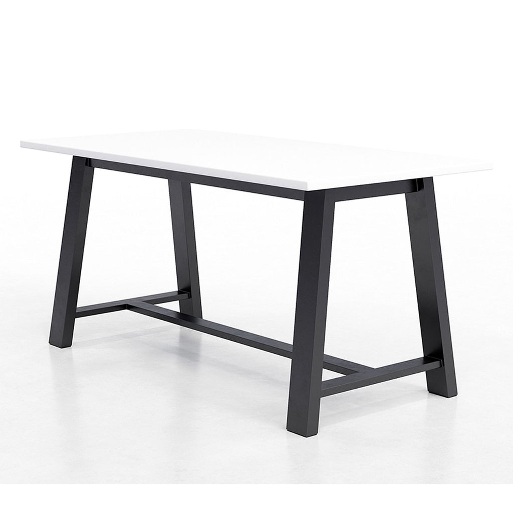 Midtown Bistro Dining Table with Four White Kool Barstools, 36 x 72 x 41, Designer White, Ships in 4-6 Business Days