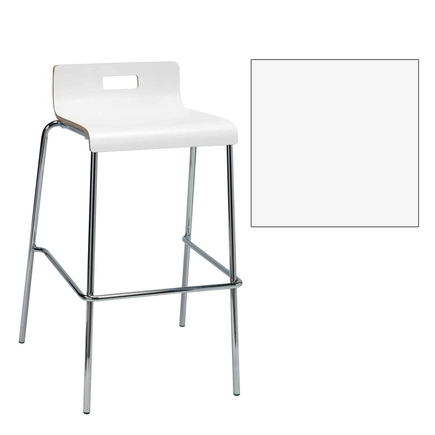 Pedestal Bistro Table with Four White Jive Series Barstools, Round, 36" Dia x 41h, Designer White, Ships in 4-6 Business Days