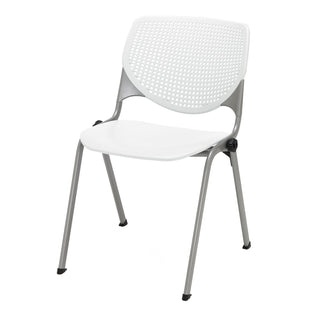 Pedestal Table with Four White Kool Series Chairs, Round, 36" Dia x 29h, Studio Teak, Ships in 4-6 Business Days
