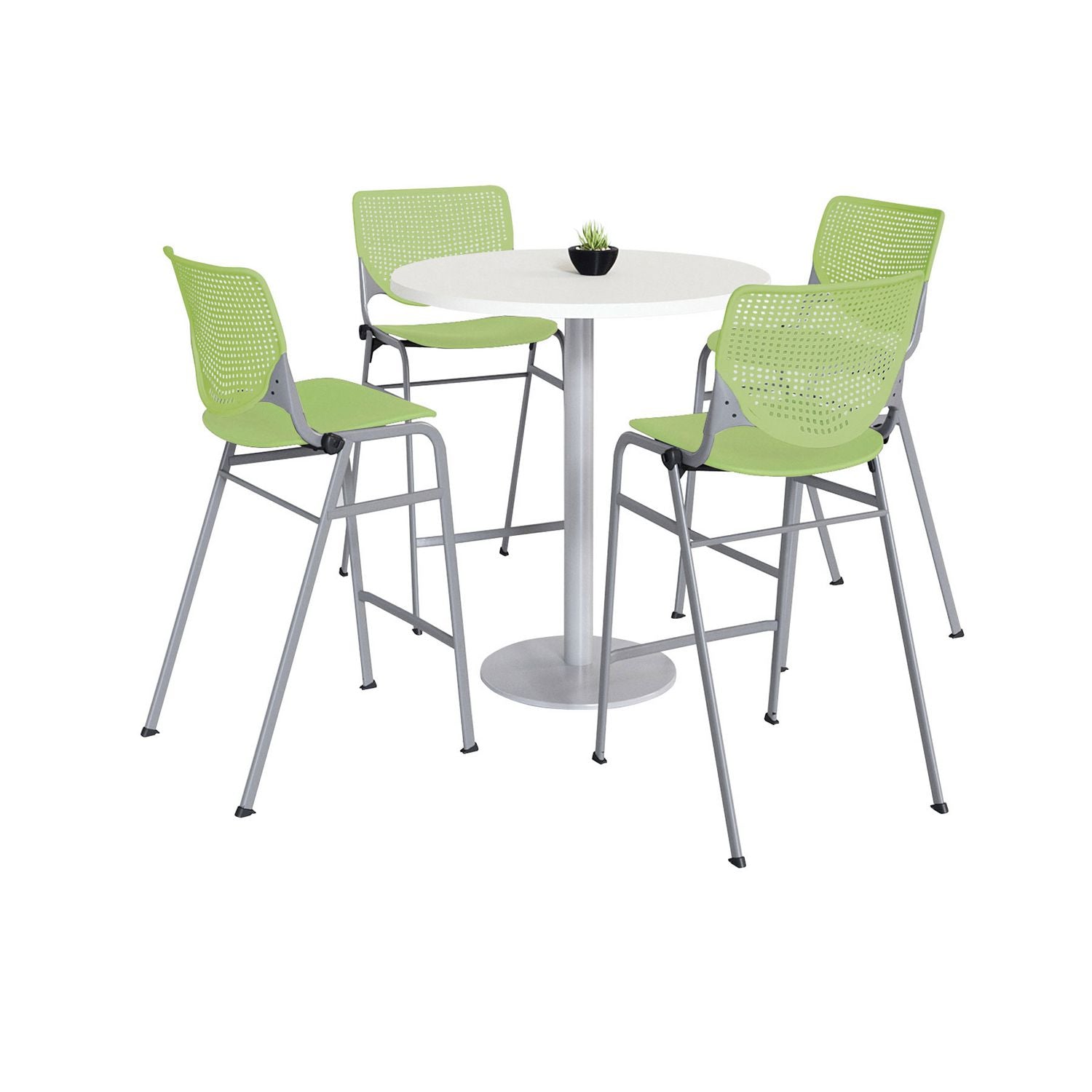 pedestal-bistro-table-with-four-lime-green-kool-series-barstools-round-36-dia-x-41h-designer-white-ships-in-4-6-bus-days_kfi811774037112 - 1