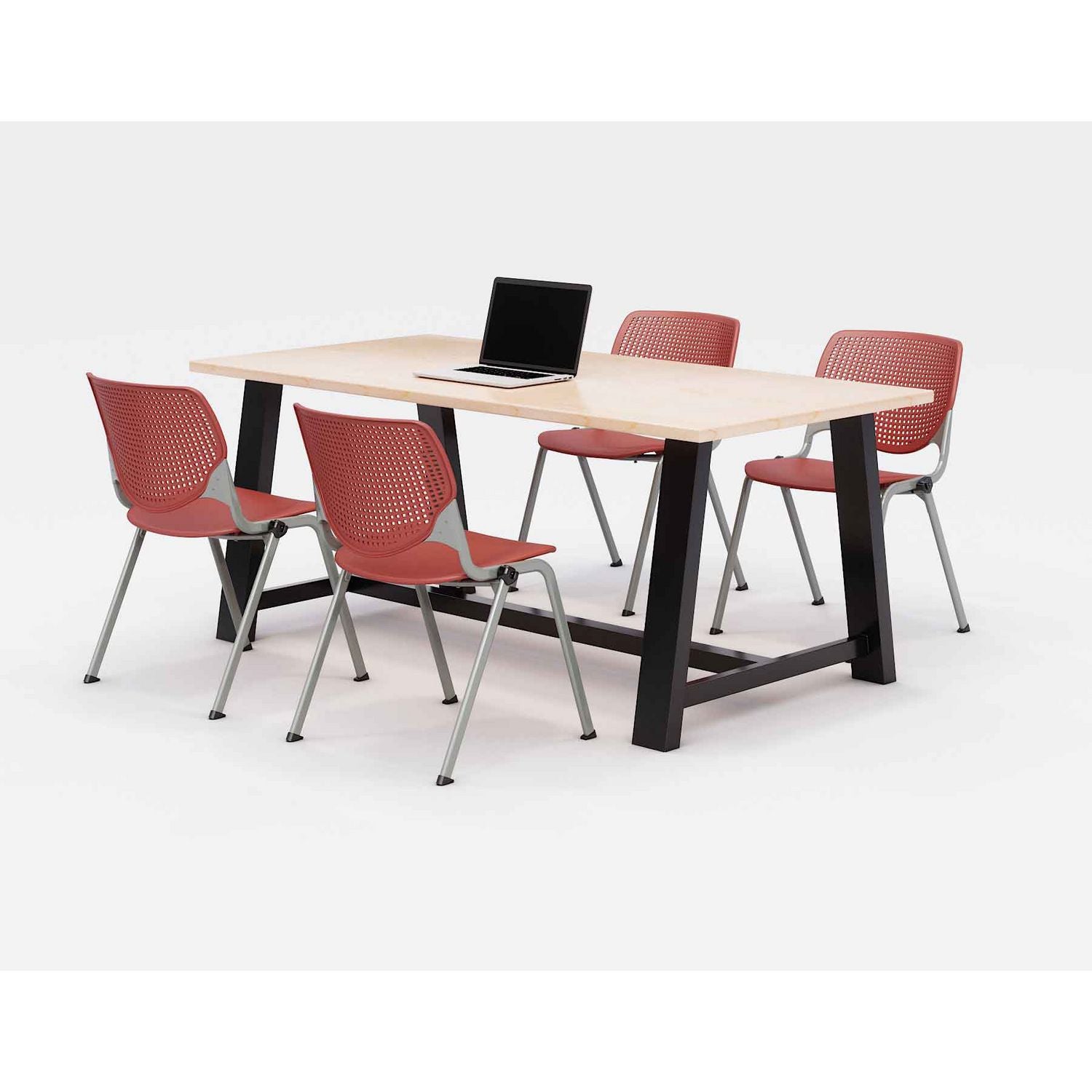 midtown-dining-table-with-four-coral-kool-series-chairs-36-x-72-x-30-kensington-maple-ships-in-4-6-business-days_kfi840031900531 - 1