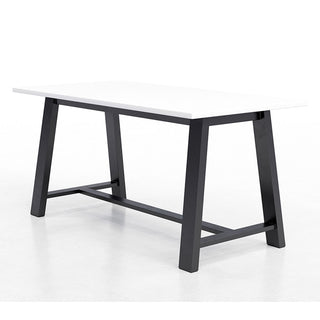 Midtown Bistro Dining Table with Four Periwinkle Kool Barstools, 36 x 72 x 41, Designer White, Ships in 4-6 Business Days